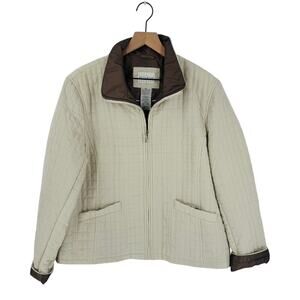 White Stag Quilted Barn Jacket Tan Brown Zip Front Casual Coat XL 16/18